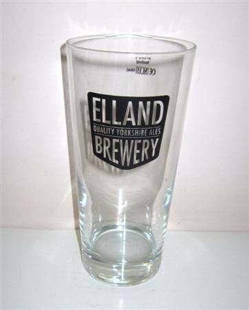 beer glass from the Elland  brewery in England with the inscription 'Elland Brewery, Quality Yorkshire Ales'