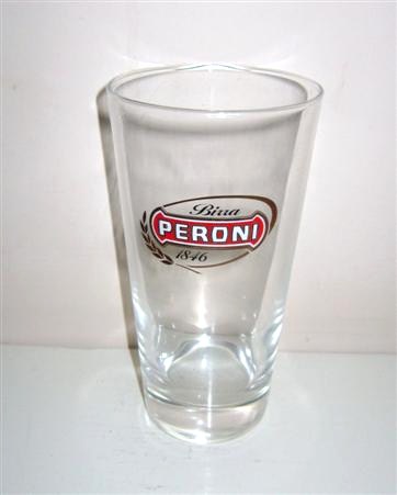 beer glass from the Peroni brewery in Italy with the inscription 'Peroni Birra 1846'