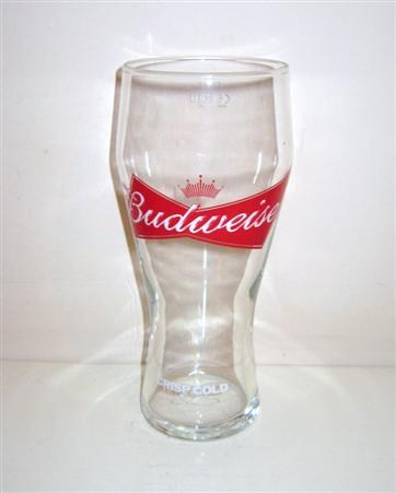 beer glass from the Anheuser Busch brewery in U.S.A. with the inscription 'Budweiser, Crisp Cold'