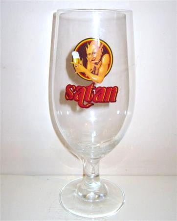 beer glass from the De Block bvba brewery in Belgium with the inscription 'Satan'