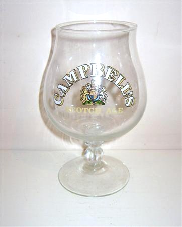 beer glass from the InBev brewery in Belgium with the inscription 'Campbell's Scotch Ale'