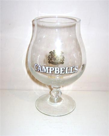 beer glass from the InBev brewery in Belgium with the inscription 'Campbell's ESTD 1710'