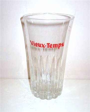 beer glass from the InBev brewery in Belgium with the inscription 'Vieux Temps'