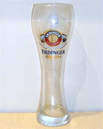 beer glass from the Erdinger  brewery in Germany with the inscription 'Erdinger Weissbru In Bayern Gebraut. Erdinger Weibier'