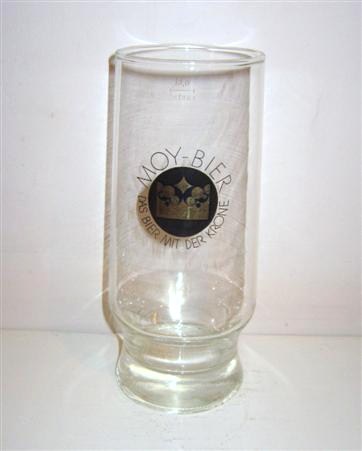beer glass from the Moy brewery in Germany with the inscription 'Moy Bier, Mit Der Krone'