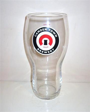beer glass from the Camden Town  brewery in England with the inscription 'Camden Town 2010 Brewery'