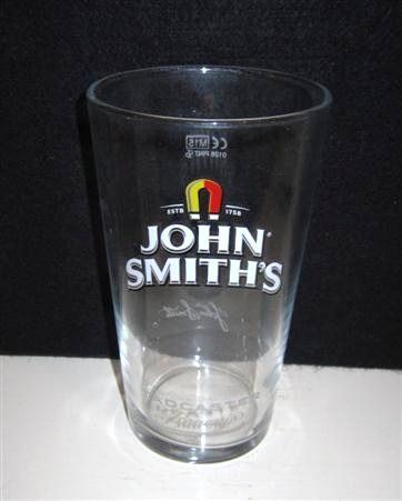 beer glass from the John Smith's brewery in England with the inscription 'John Smiths Tadcaster Brewery'