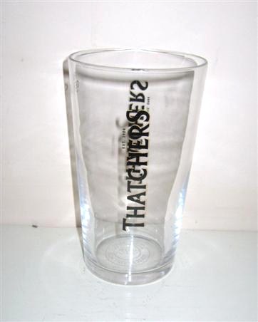 beer glass from the Thatchers brewery in England with the inscription 'Est 1904 Thatchers'