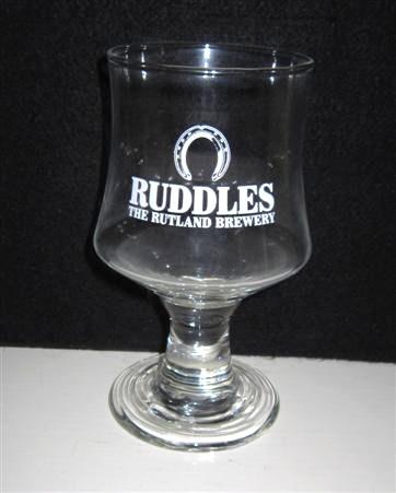 beer glass from the Ruddles  brewery in England with the inscription 'Ruddles The Rutland Brewery'