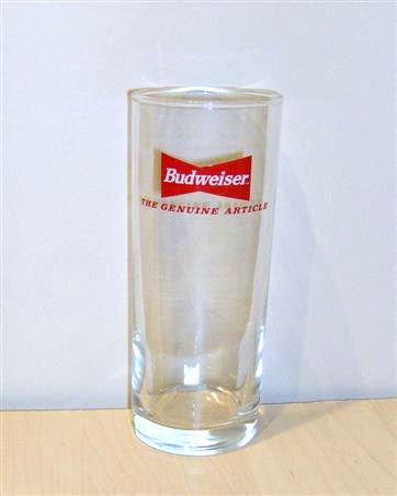 beer glass from the Anheuser Busch brewery in U.S.A. with the inscription 'Budweiser The Genuine Article  '