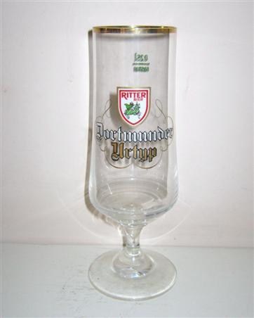 beer glass from the Dortmunder Ritter brewery in Germany with the inscription 'Ritter Bier, Dortmunder Urtyp'