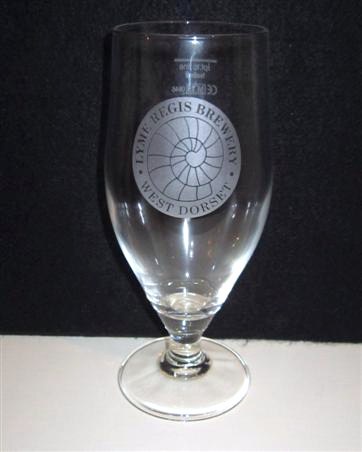beer glass from the Lyme Regis brewery in England with the inscription 'Lyme Regis Brewery, West Dorset'