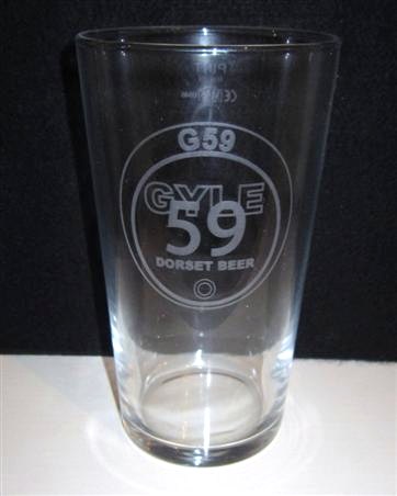 beer glass from the Gyle brewery in England with the inscription 'G59 Gyle 59 Dorset Beer'