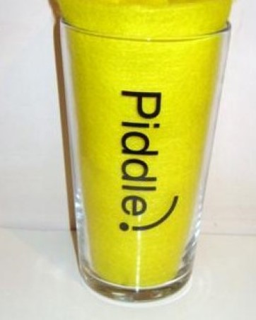 beer glass from the Piddle brewery in England with the inscription 'Piddle'