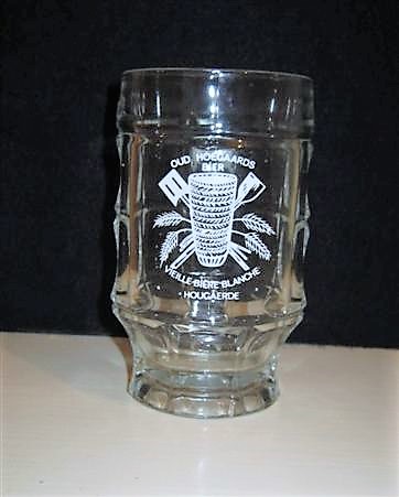 beer glass from the Hoegaarden  brewery in Belgium with the inscription 'Oud Hoegaards Bier, Vielle Bier Blanche Hougaerde'