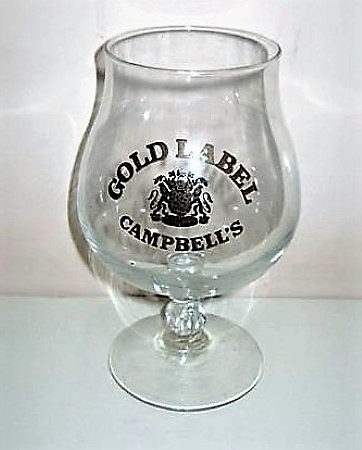 beer glass from the InBev brewery in Belgium with the inscription 'Gold Lable Campbell's'