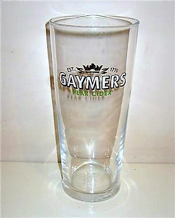 beer glass from the Matthew Clark  brewery in England with the inscription 'Gaymers Pear Cider'