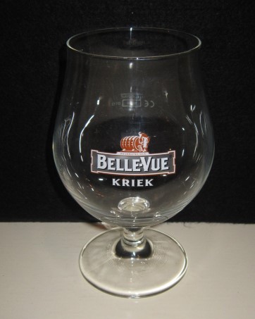 beer glass from the Belle vue brewery in Belgium with the inscription 'Belle-vue Kriek'