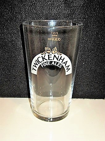 beer glass from the Twickenham brewery in England with the inscription 'Twickenham Ales'