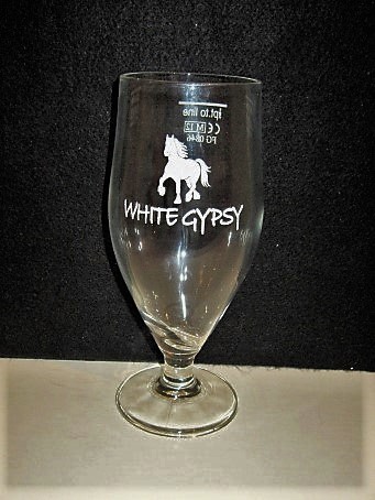 beer glass from the White Gypsy brewery in Ireland with the inscription 'White Gypsy'