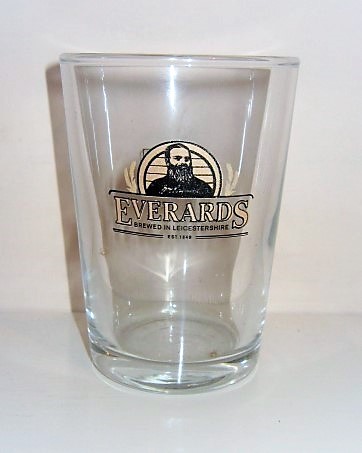 beer glass from the Everards brewery in England with the inscription 'Everards Brewed In Leicestershire Estd 1849'