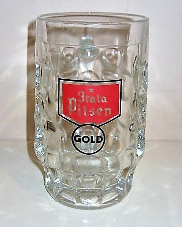 beer glass from the Itala brewery in Italy with the inscription 'Itala Pilsen Gold'