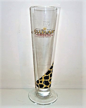 beer glass from the Albani brewery in Denmark with the inscription 'Giraf Imported Premium Beer'