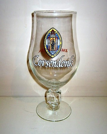 beer glass from the Corsendonk brewery in Belgium with the inscription 'Marie De Corssendonk, Sigillum Monastery. Corsendonk'