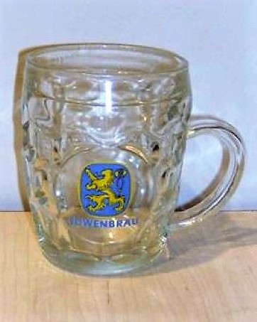 beer glass from the Lowenbrau brewery in Germany with the inscription 'Lowenbrau'