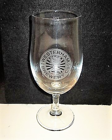beer glass from the Westerham brewery in England with the inscription 'Westerham Brewery Co'