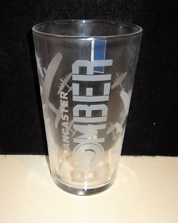 beer glass from the Thwaites brewery in England with the inscription 'Lancater Bomber'