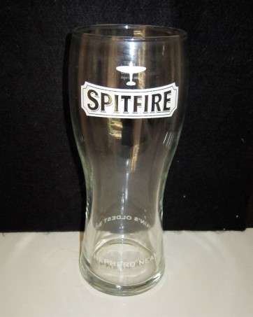 beer glass from the Shepherd Neame brewery in England with the inscription 'Spitfire, Shepherd Neam, Britin's Oldest Brewer'