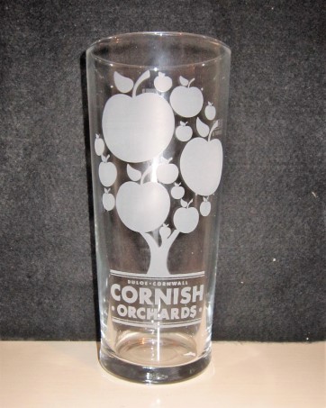 beer glass from the Cornish Orchards brewery in England with the inscription 'Duloe Cornwall, Cornish Orchards'