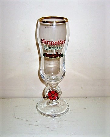 beer glass from the Detmold brewery in Germany with the inscription 'Detmolder Landbier'