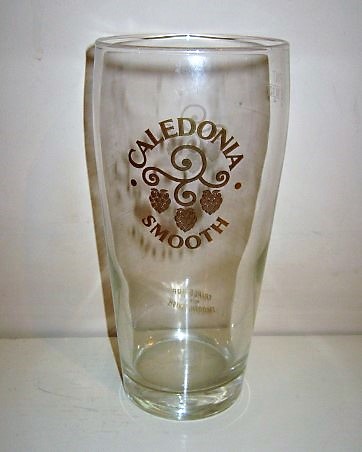 beer glass from the Bulmers brewery in Ireland with the inscription 'Caledonia Smooth'