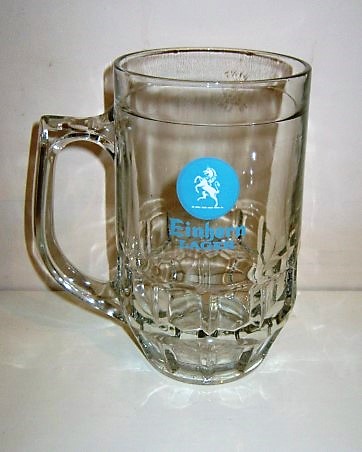 beer glass from the Robinsons brewery in England with the inscription 'Einhorn Lager'