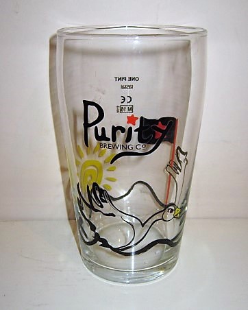 beer glass from the Purity brewery in England with the inscription 'Purity Brewing Co'