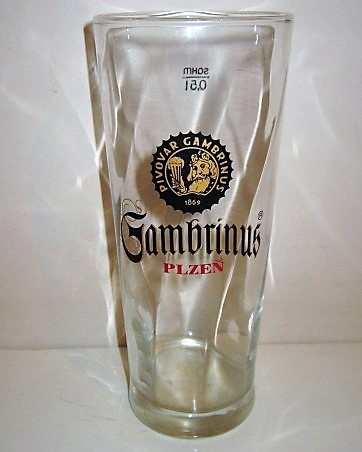 beer glass from the Plzensky Prazdroj brewery in Czech Republic with the inscription 'Gambrinus Pilzen, Pivouar Gambrinus 1869'