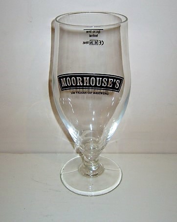 beer glass from the Moorhouse's brewery in England with the inscription 'Moorhouse's 150 Years Of Brewing'