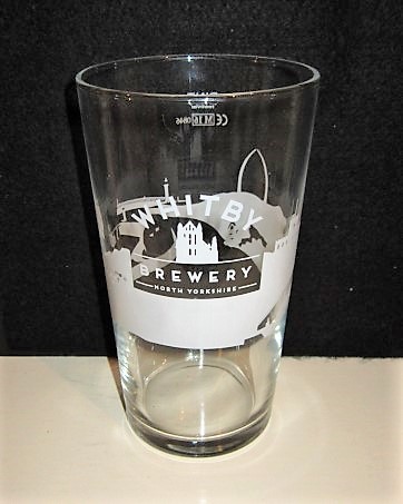 beer glass from the Whitby brewery in England with the inscription 'Whitby Brewery, North Yorkshire'