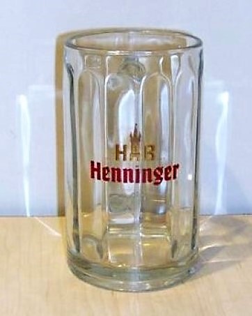 beer glass from the Henninger brewery in Germany with the inscription 'H.B Seit Henninger'