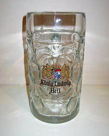 beer glass from the Konig  brewery in Germany with the inscription 'Konig Ludwig Hell'