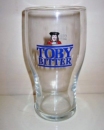 beer glass from the Charrington brewery in England with the inscription 'Toby Bitter'