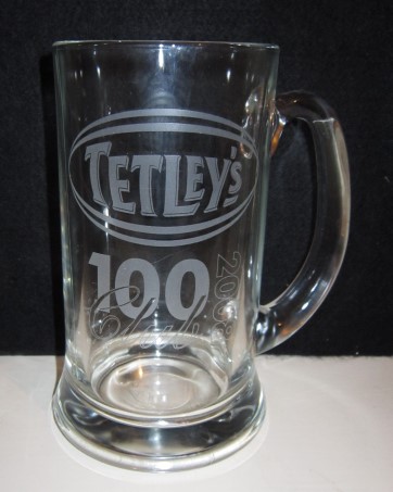beer glass from the Tetley's brewery in England with the inscription 'Tetley's 100 Club 2008'