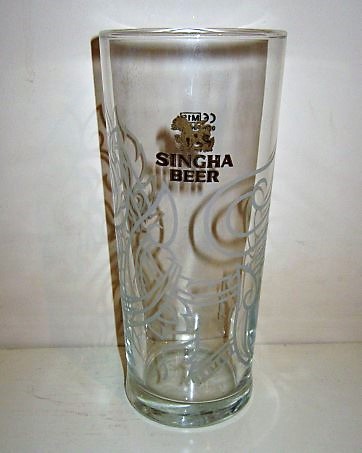 beer glass from the Singha brewery in Thailand with the inscription 'Singha Beer'