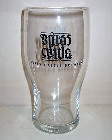 beer glass from the Brass Castle brewery in England with the inscription 'Brass Castle, Brass Castle Brewery'