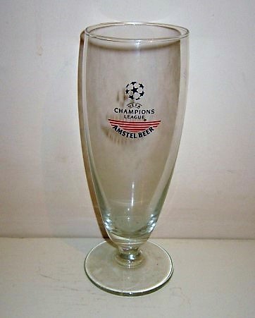 beer glass from the Amstel brewery in Netherlands with the inscription 'Champions League, Amstel Beer '