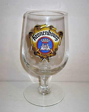 beer glass from the Kronenbourg brewery in France with the inscription 'Kronenbourg, Alsace'