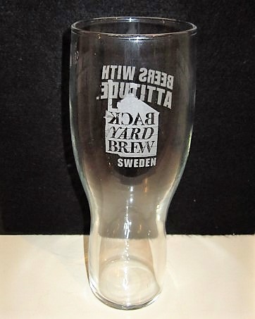 beer glass from the Falkenberg brewery in Sweden with the inscription 'Backyard Brew Sweden'