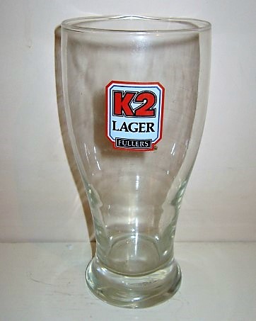 beer glass from the Fuller's brewery in England with the inscription 'K 2 Lager, Fullers '